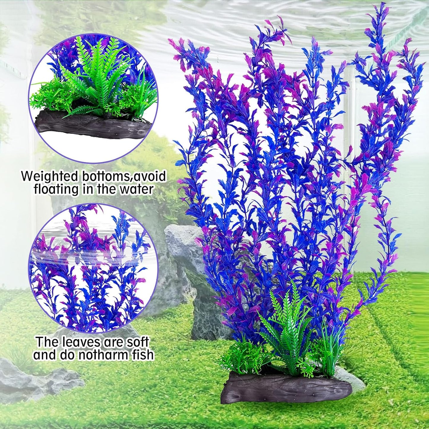 Plantas plásticas acuario decoración 20.4pulg 2uds