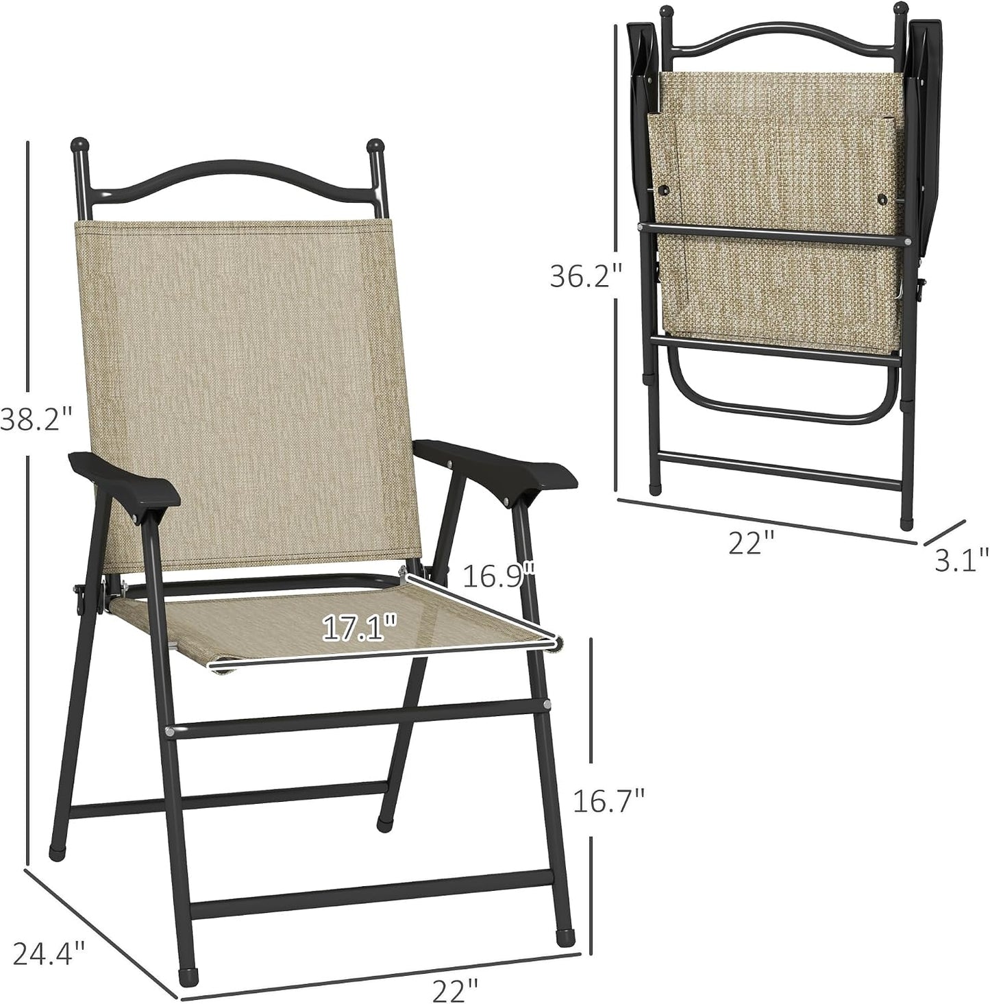 Set 4 sillas plegables deportivas tela malla beige