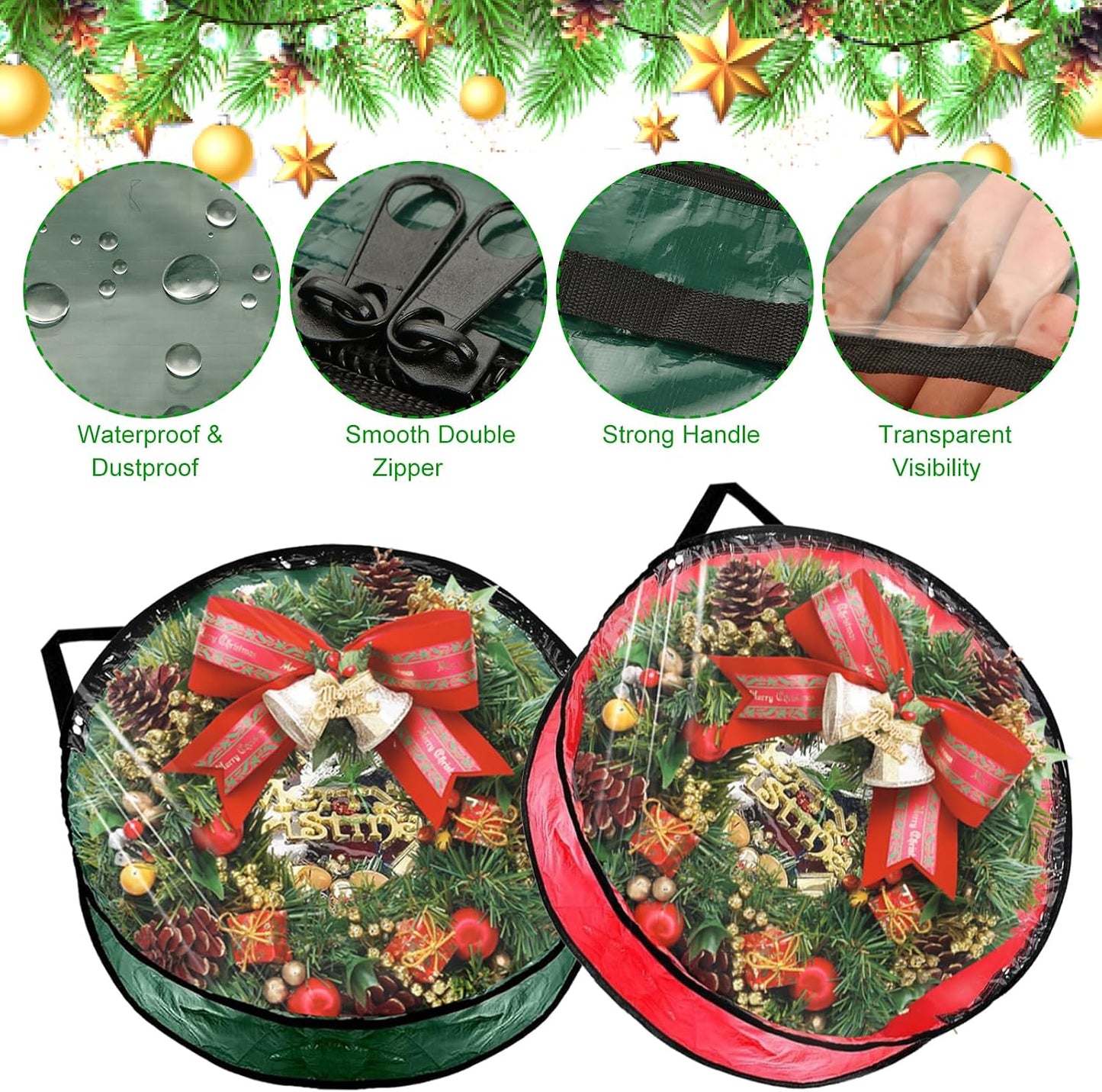 6 Bolsas Almacenamiento Transparentes 24x8" PVC con Asa