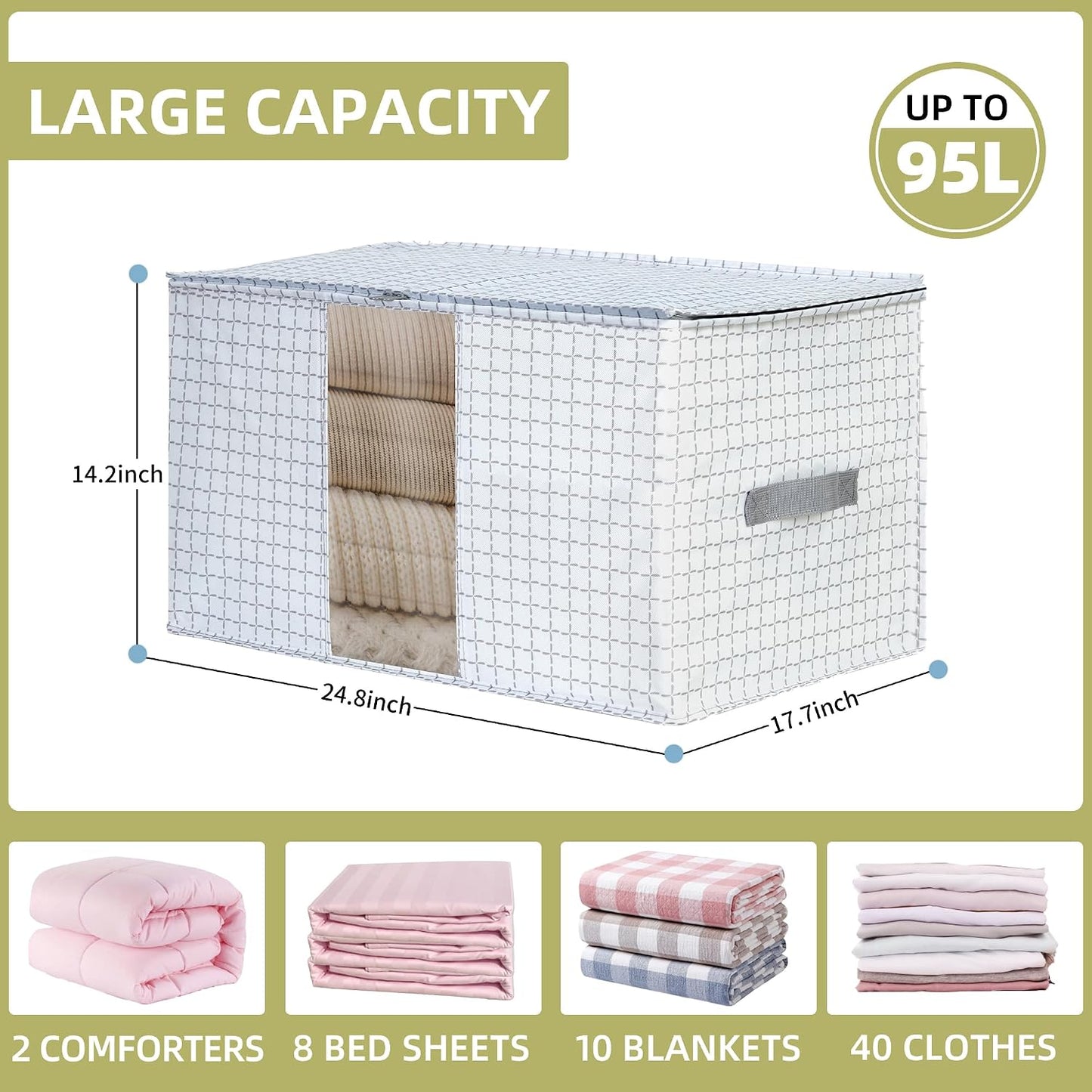 3 Pzas Bolsas Almacenamiento 95L Impermeables Plegables