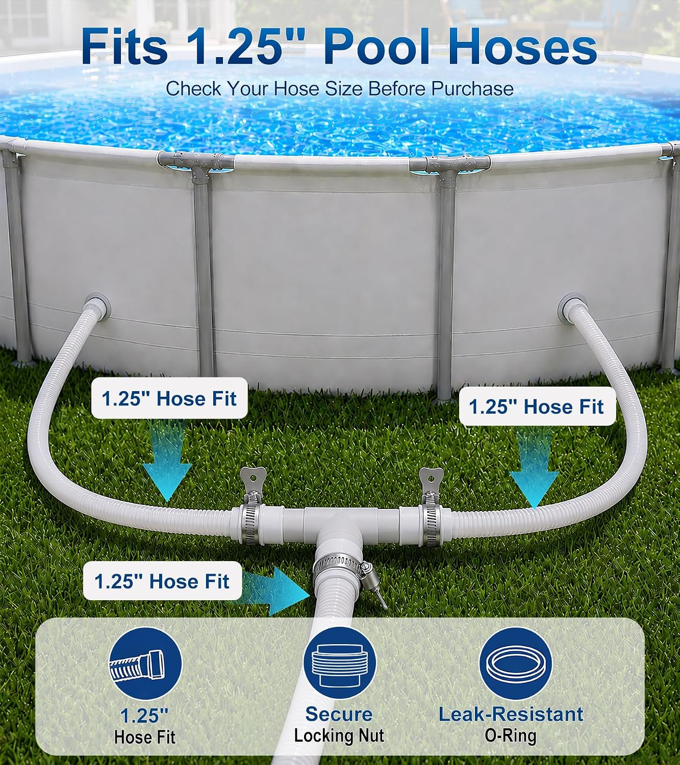 Conector manguera piscina doble sello 1.25"