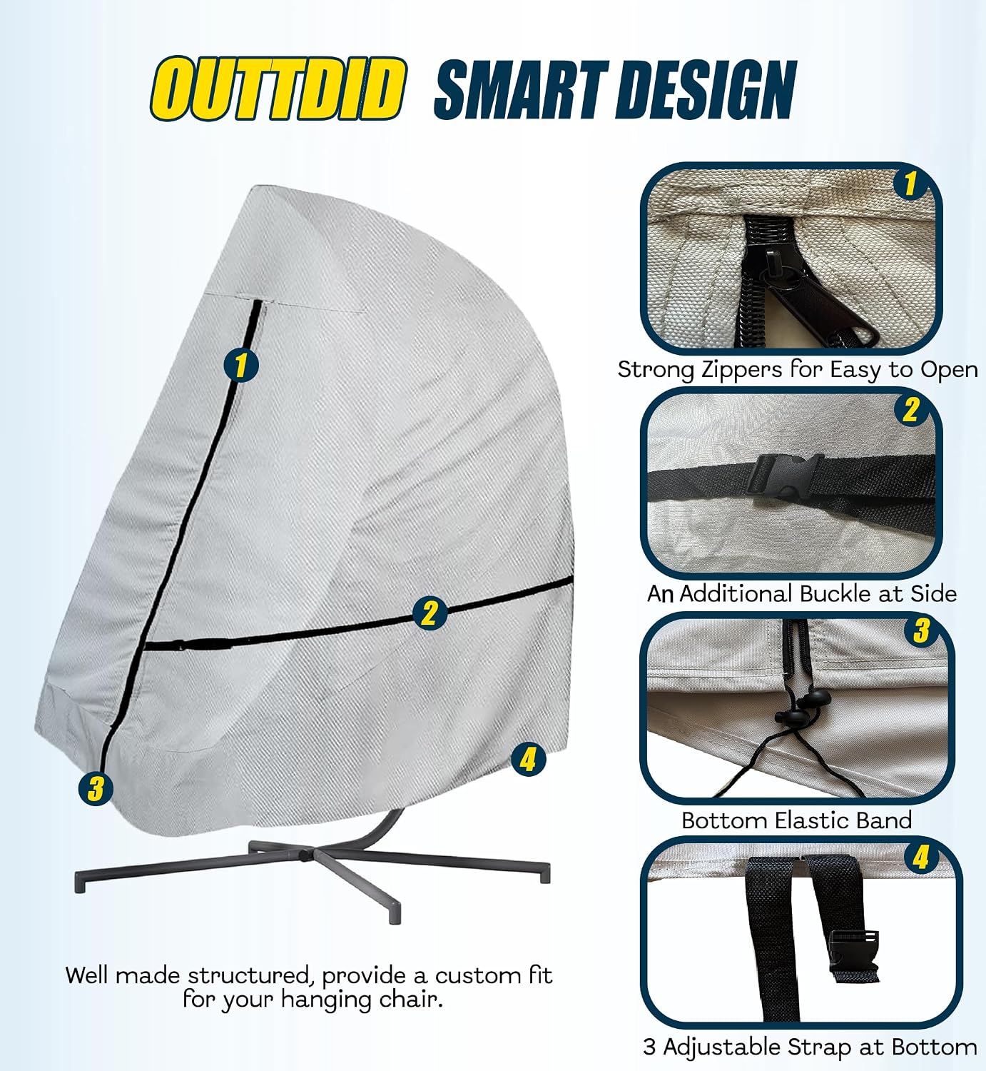 Funda silla huevo colgante patio 75x45" resistente