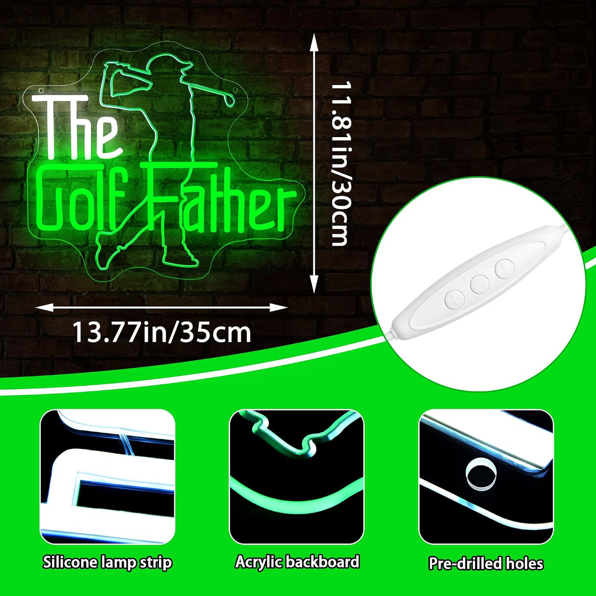 Letrero neón golf para pared hombre regalo cumpleaños deportivo