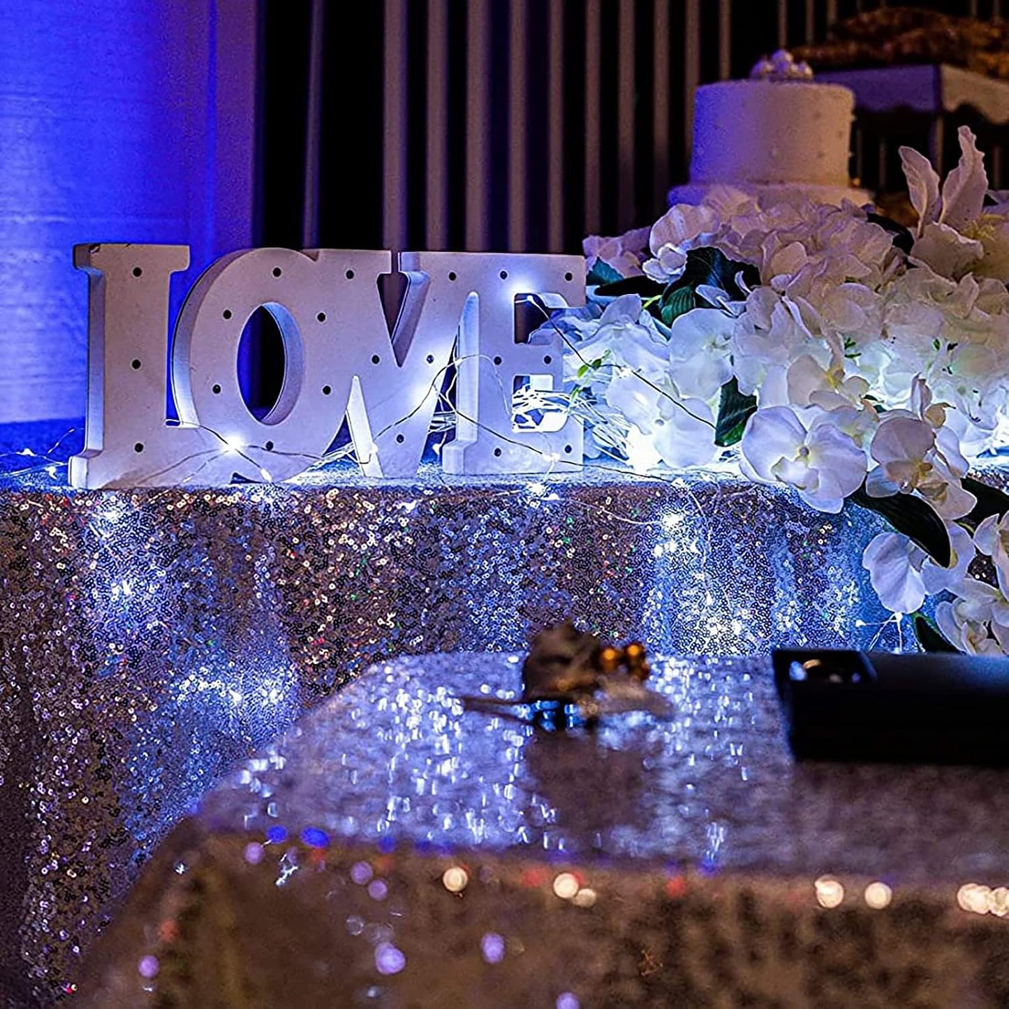Mantel redondo lentejuelas plateadas 132pulg bodas