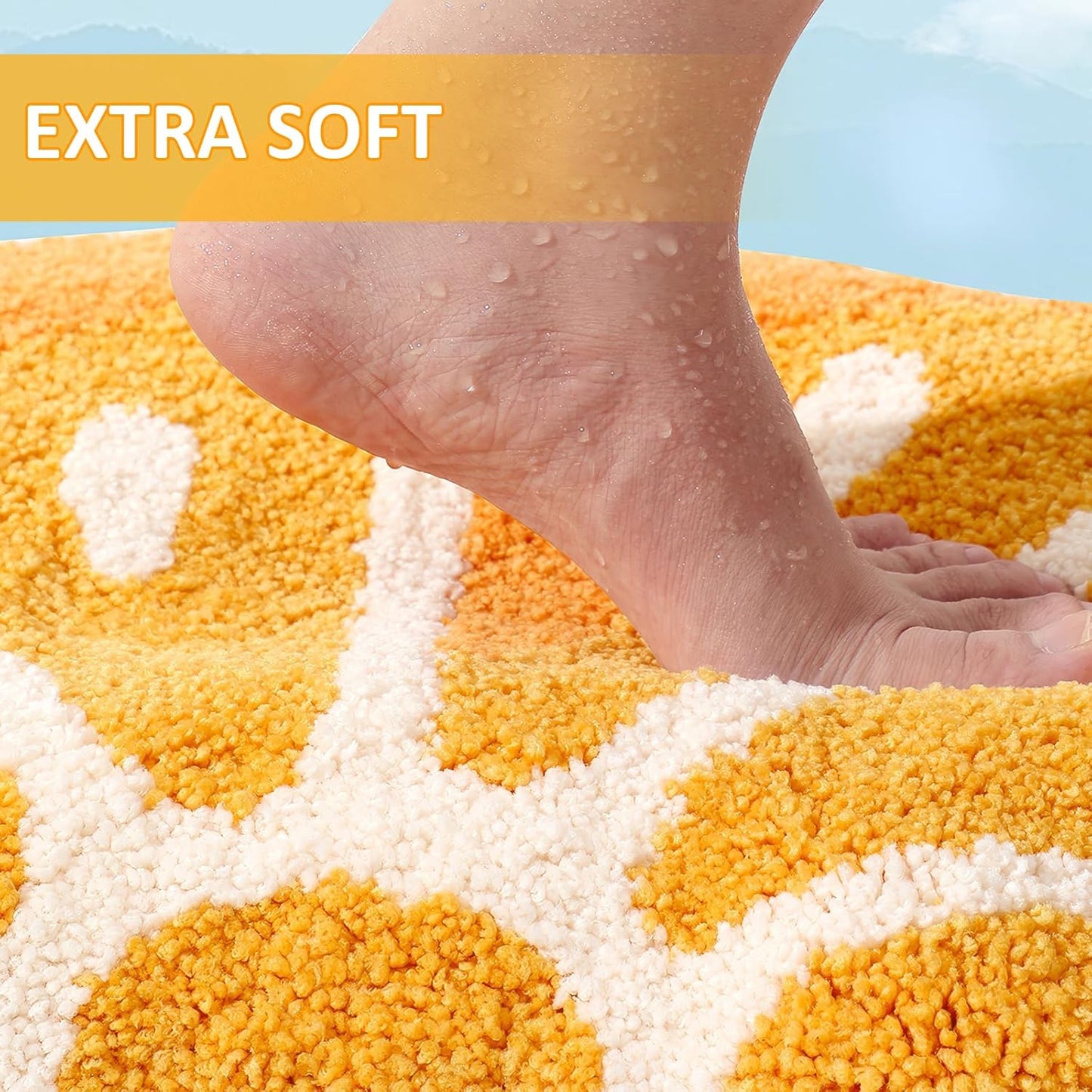 Tapete baño naranja microfibra antiderrap absorbente