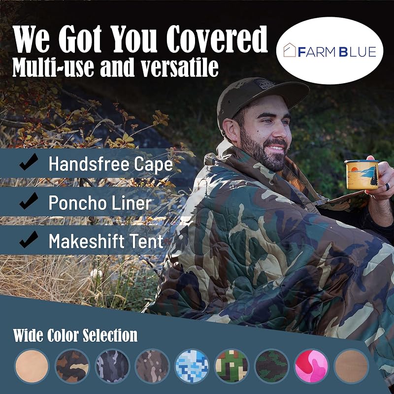 Manta campamento Jungle Camo Woobie ligera multifuncional