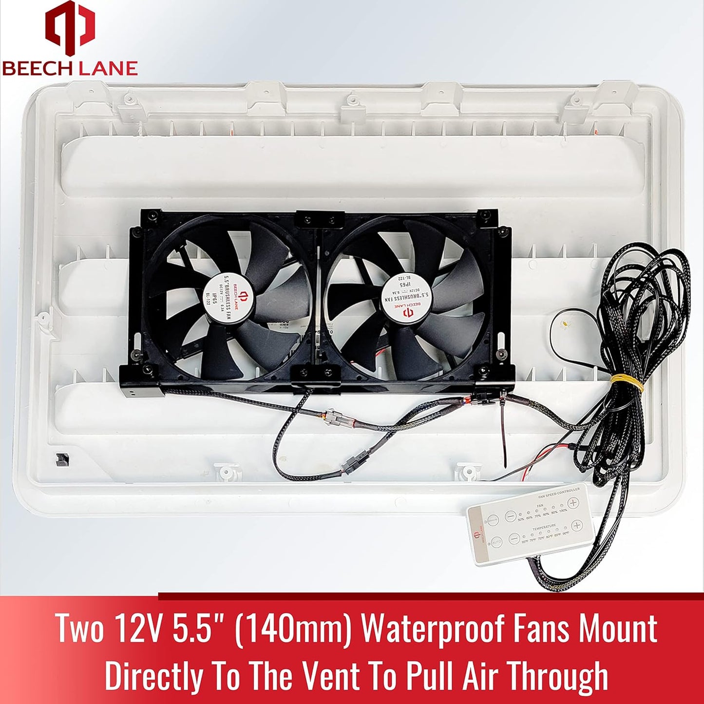 Ventilador RV 12V 5.5pulg ajustable con control remoto