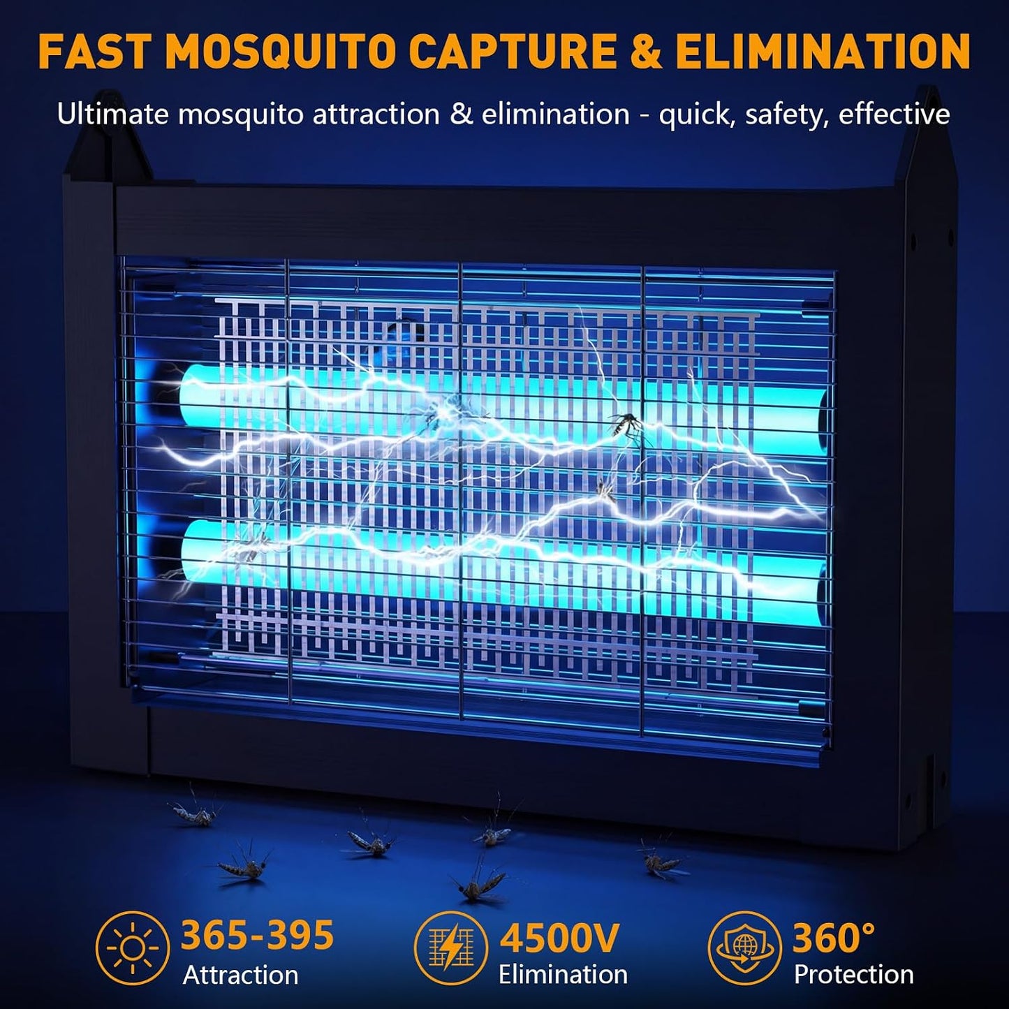 Exterminador solar matamosquitos 4500V cobertura 1/2 acre IPX5