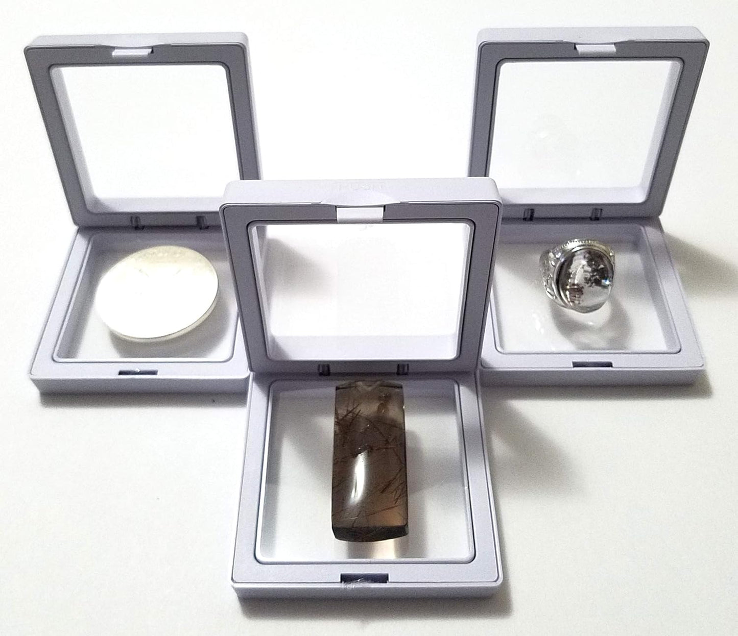 Set 3 Pzas Marco Flotante 3D para Monedas Blanco 2.75"