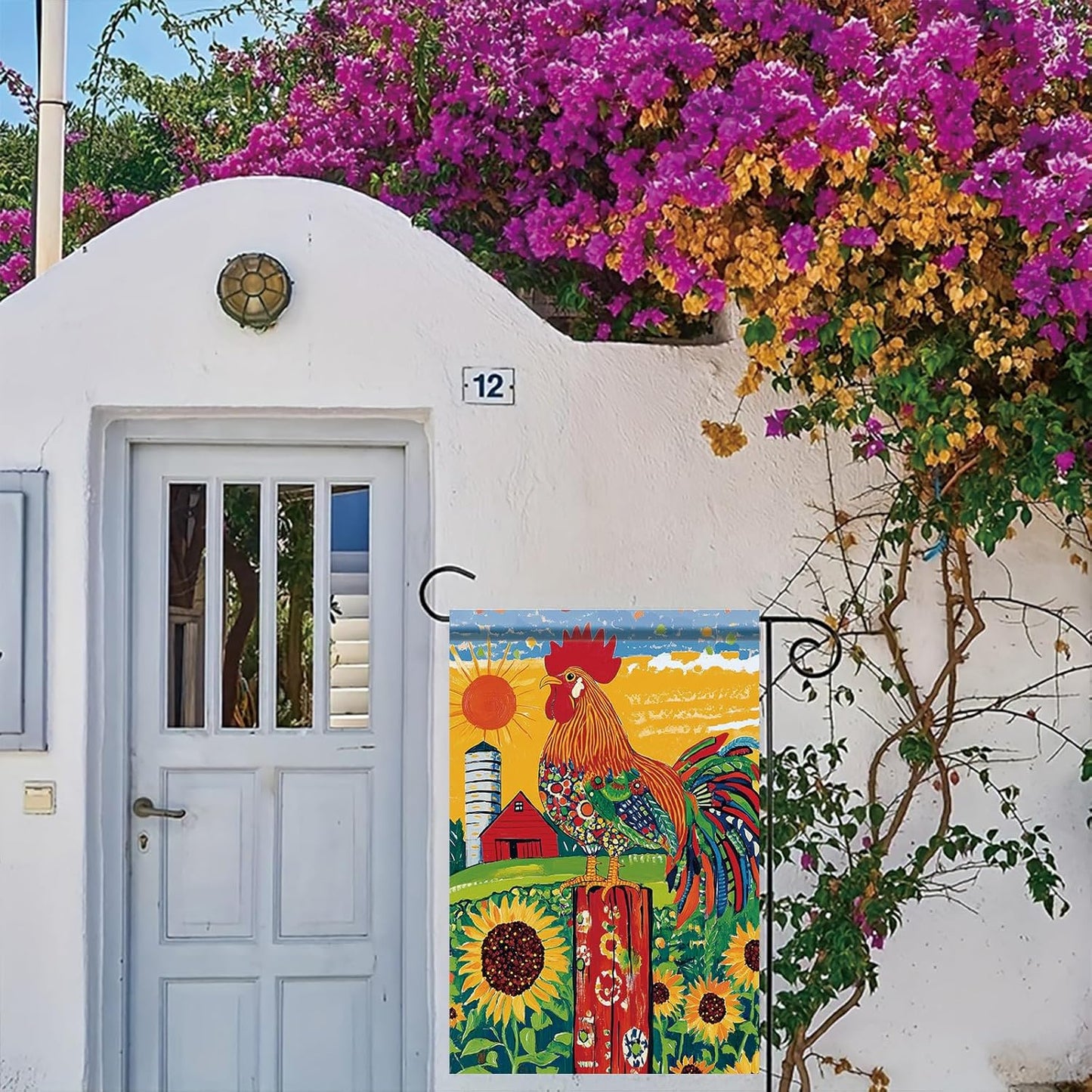 Bandera jardín gallo primavera verano 12x18 doble cara