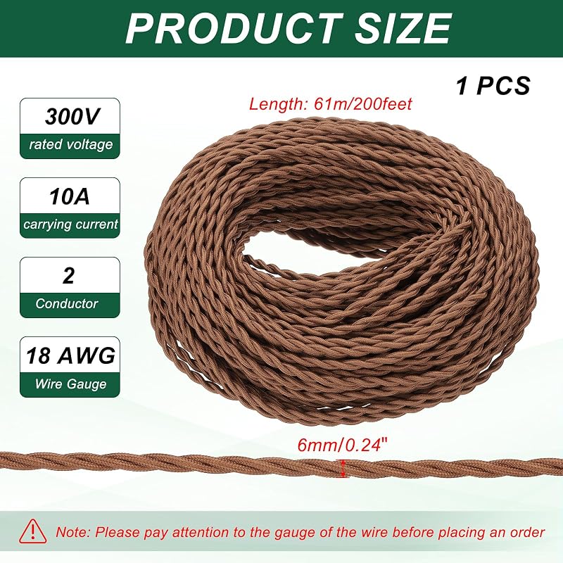Cable trenzado 200ft 18AWG 2 conductores repuesto bombilla