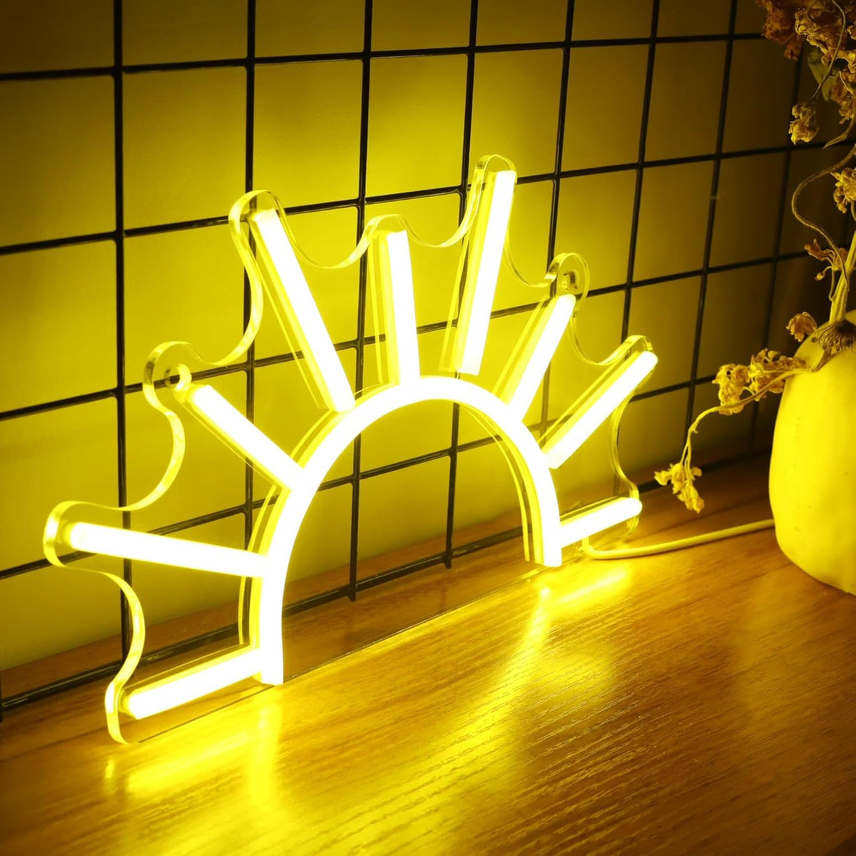 Letrero neón amarillo dorado para decoración hogar y fiestas