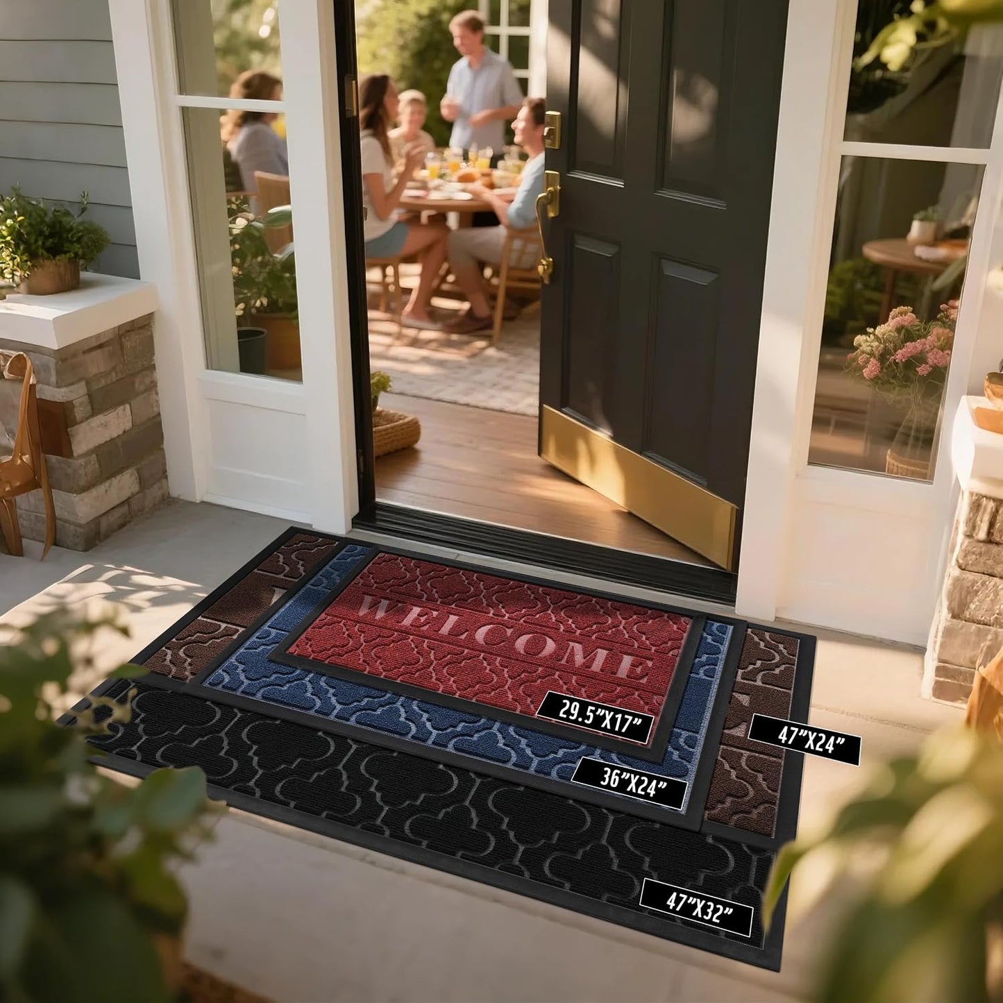 Tapete bienvenida antiderrap exterior 36x24pulg marrón