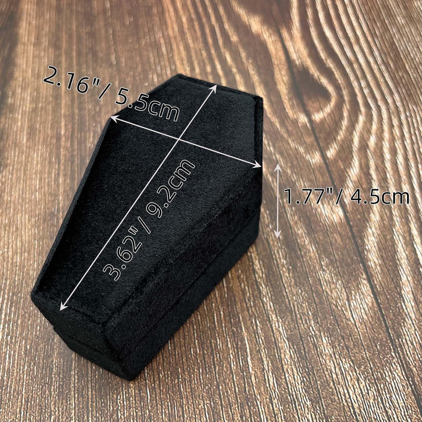 Caja anillo gótico 3 ranuras terciopelo boda compromiso