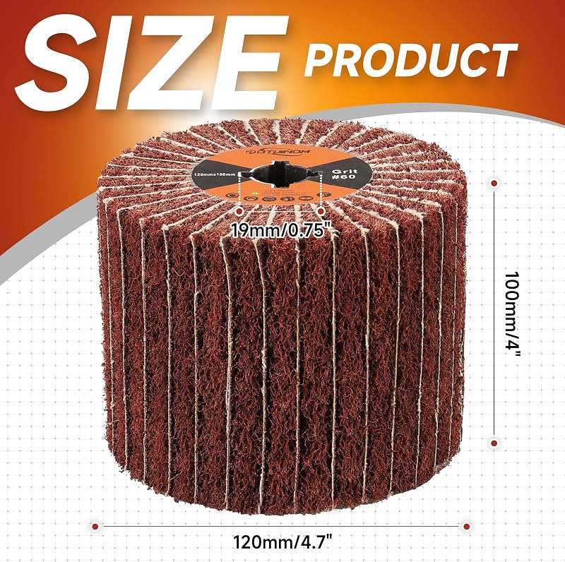 Rueda pulido abrasiva 60 grano 120x100mm para metal y madera