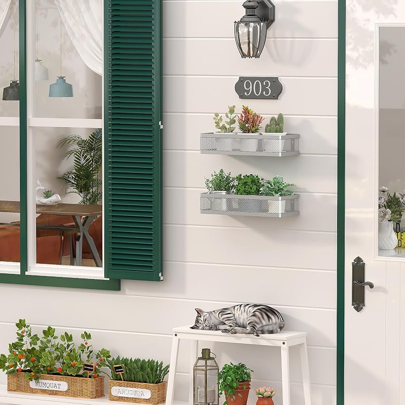 Canasta colgante metal malla gris plata media 2 pack