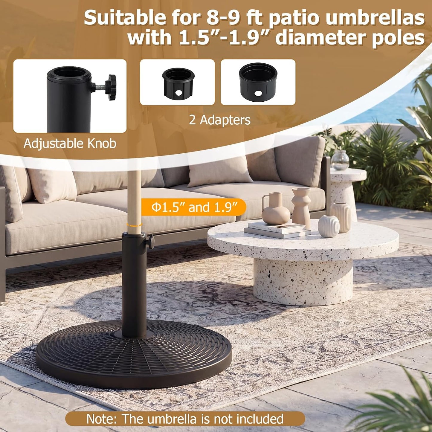 Base redonda paraguas 21lb polietileno resistente