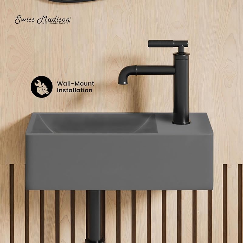 Fregadero hormigón 16pulg gris oscuro derecho