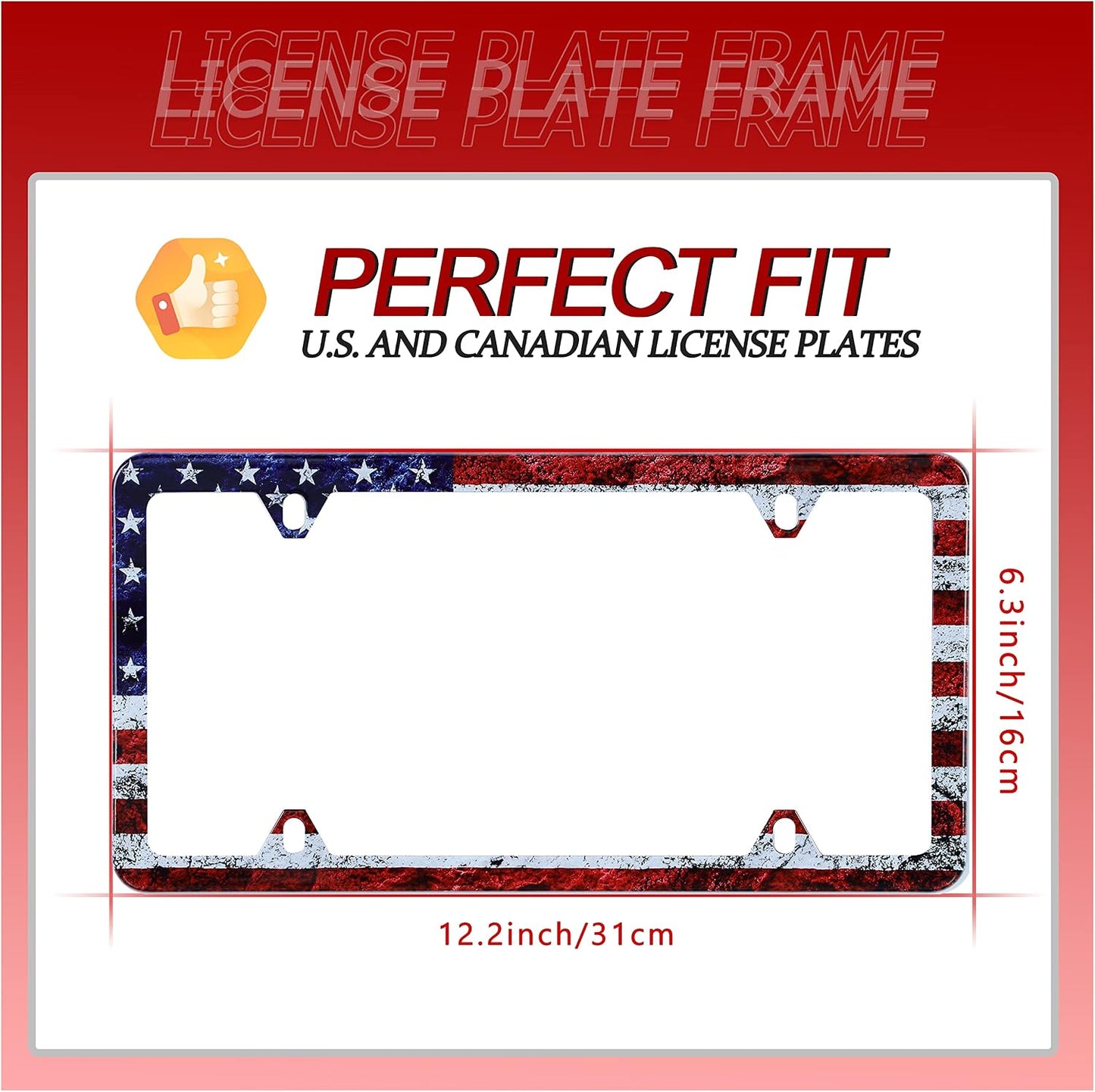 2 Marcos Placa Bandera EE.UU. Acero Inox Decoración Auto