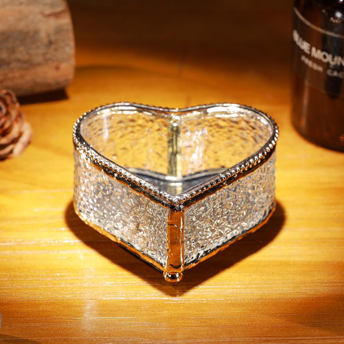 Caja cristal vintage para anillos y recuerdos 4x3.6"