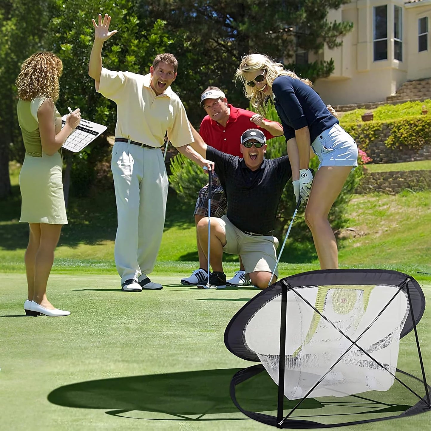 Red de golf plegable para práctica en interiores y