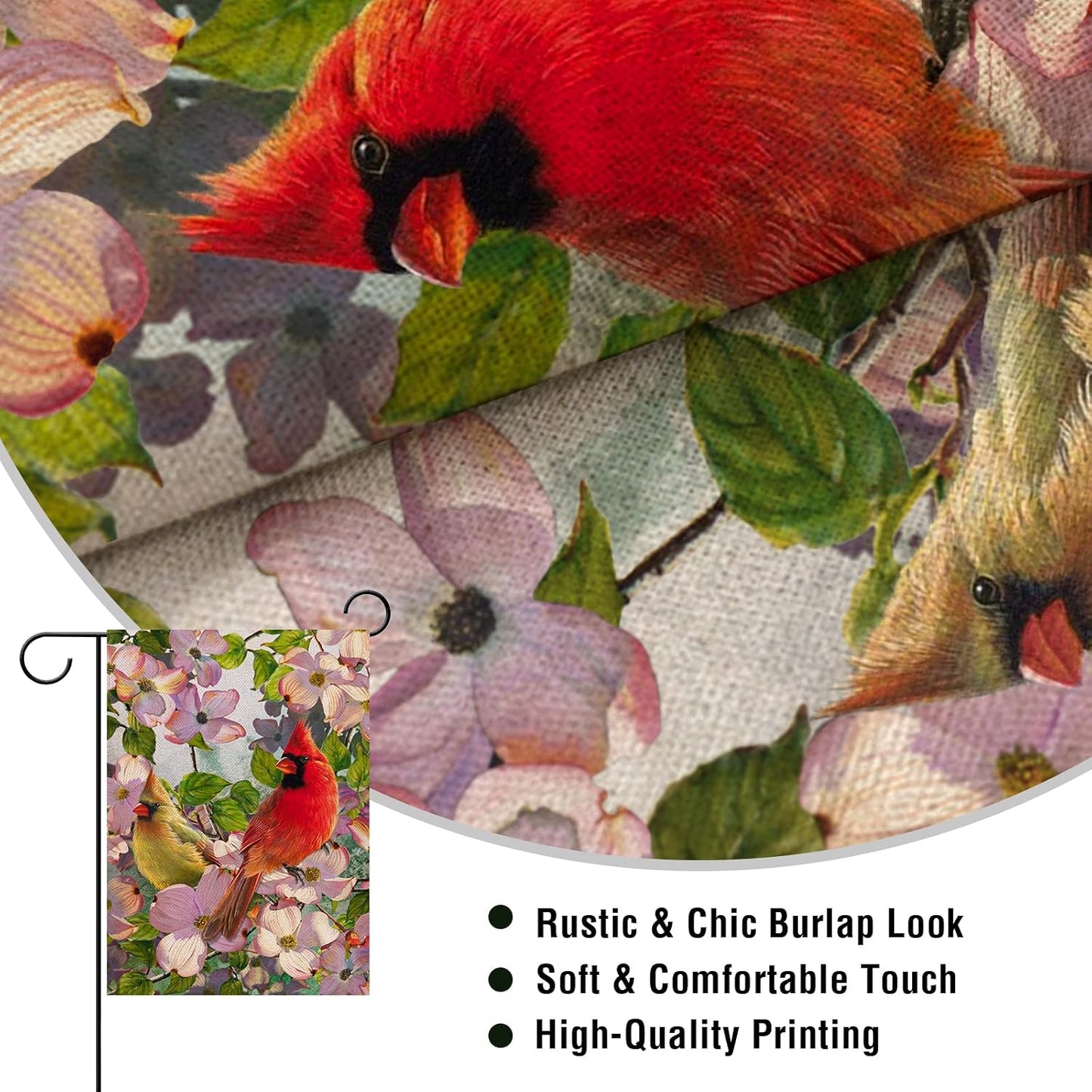 Bandera decorativa verano pájaros rojos y amarillos
