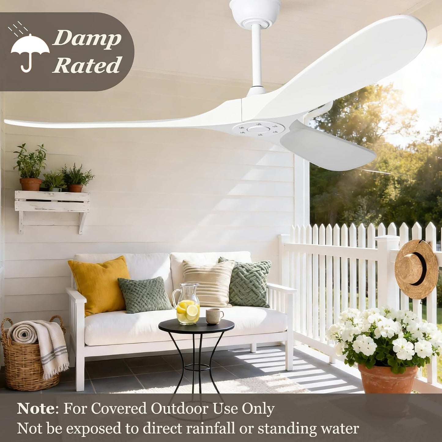 Ventilador techo 52pulg 3 aspas madera reversible patios
