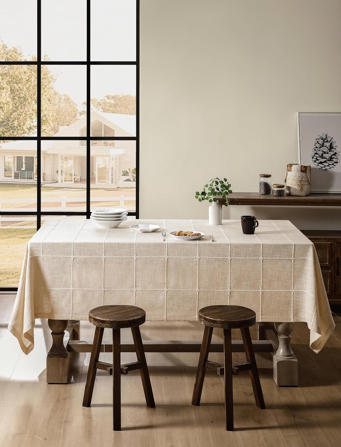 Mantel lino algodón 60x84pulg estilo granja