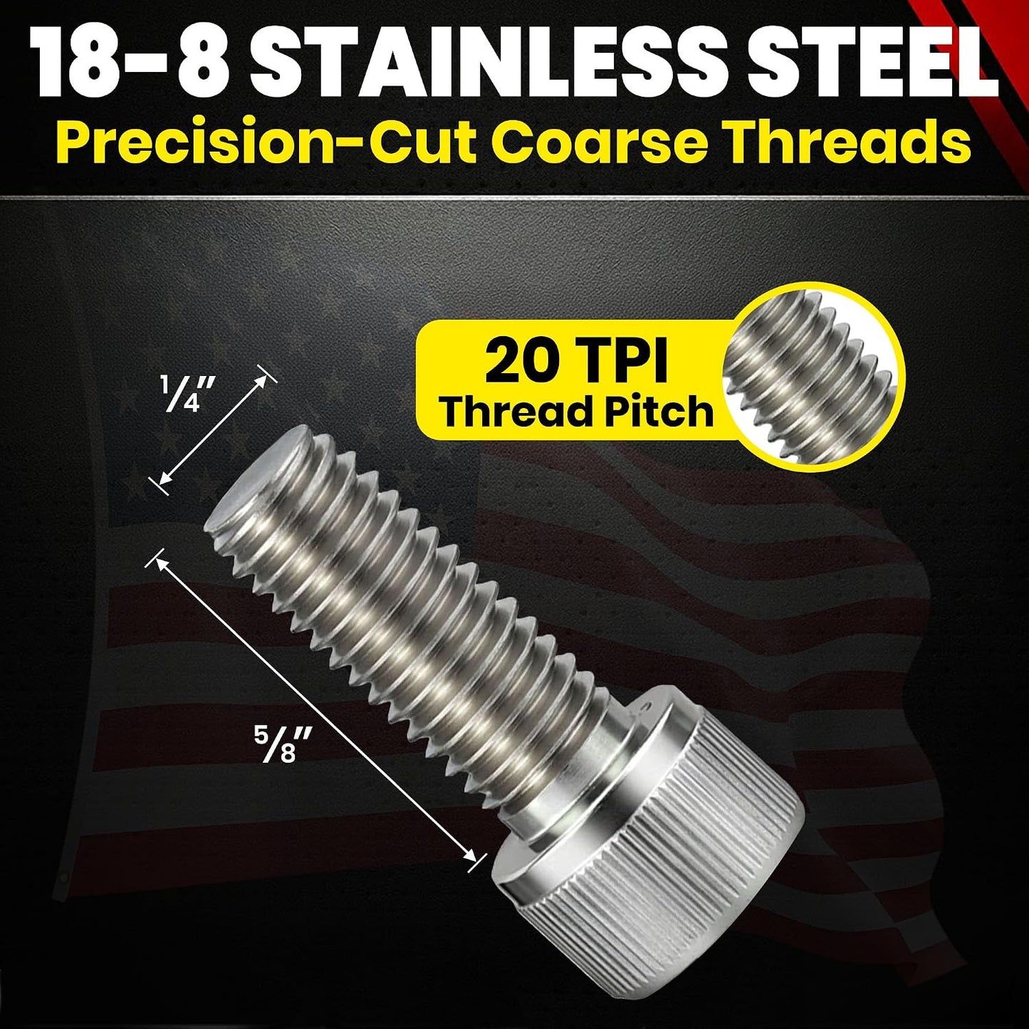 Tornillos acero inox 1/4-20 x 5/8" rosca gruesa
