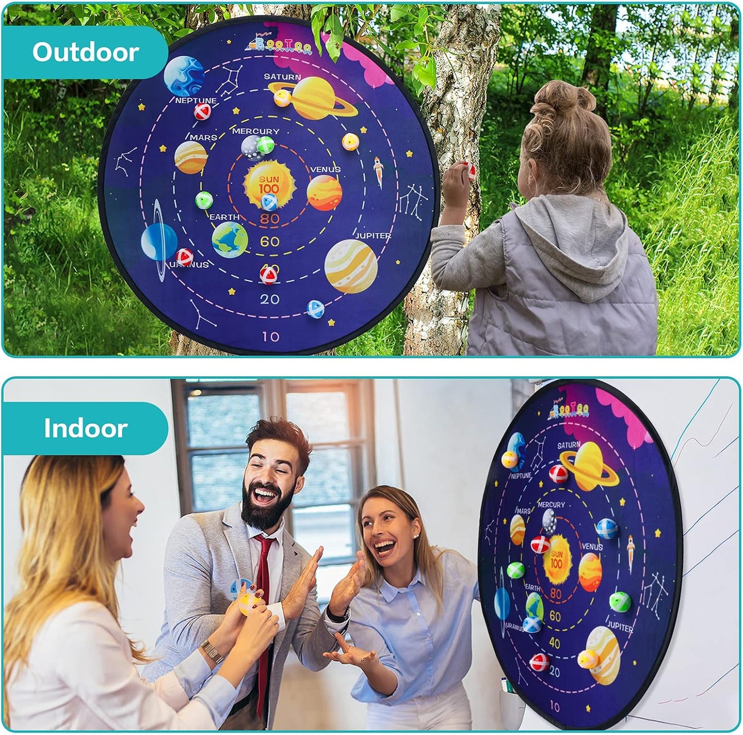 Tablero dardos 29pulg para niños con bolas adhesivas