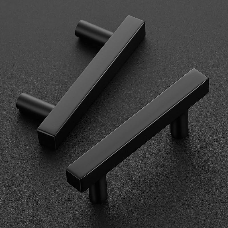 30 Tiradores Cuadrados Negro Mate 2.5" Gabinetes