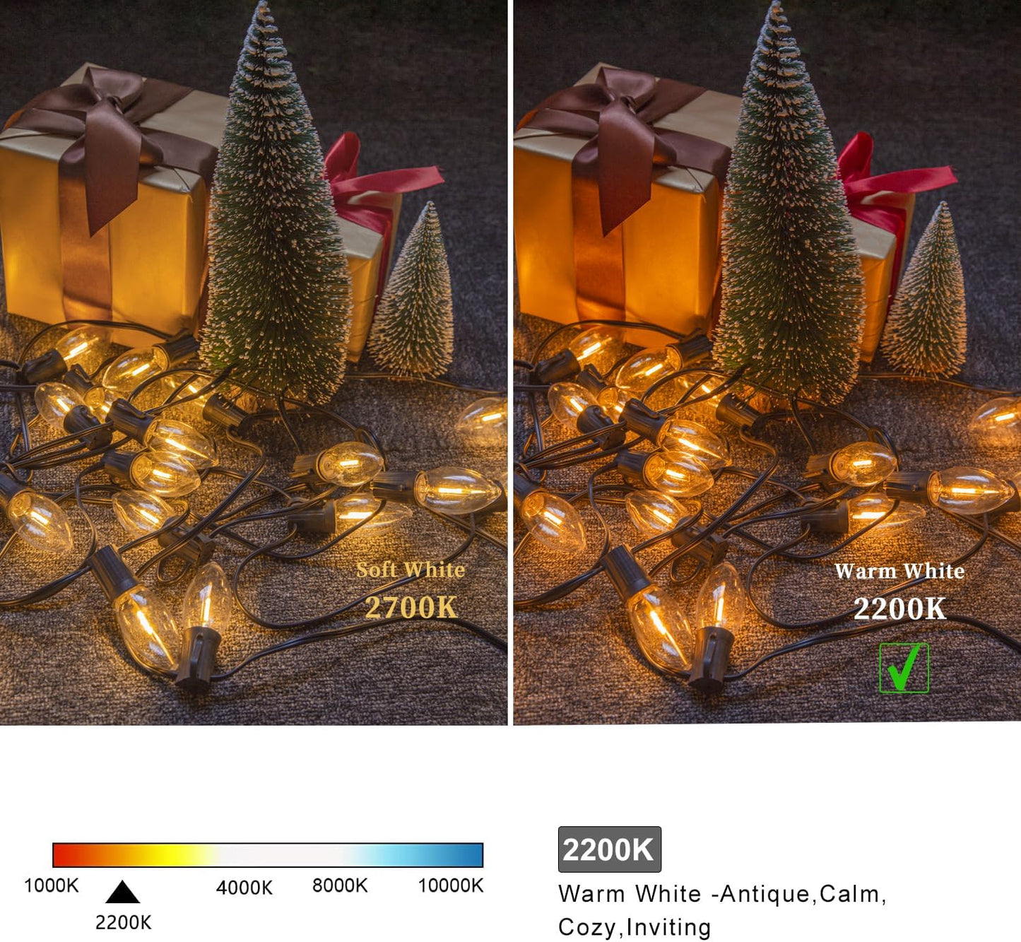25 Pzas Bombillas LED C9 E17 2200K Blanco Cálido Plástico