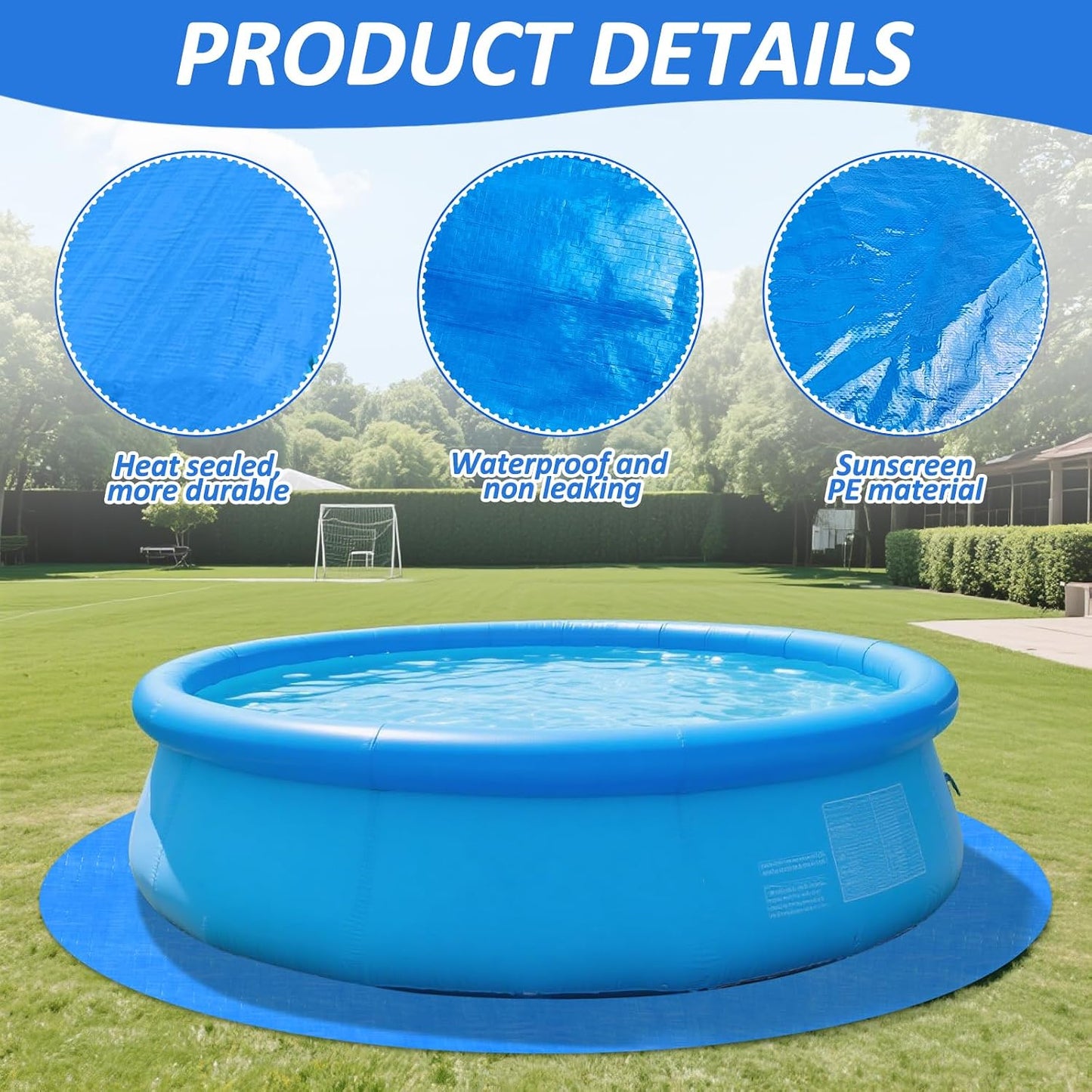 Protector suelo piscina redondo 10-11ft resistente pinchazos