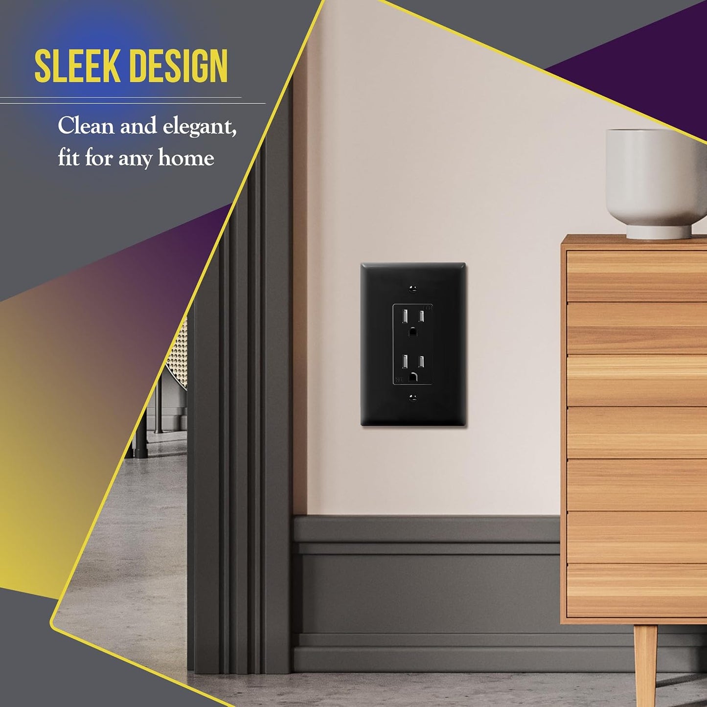 Placa pared interruptor decorativo 5.5x3.5" termoplástico UL