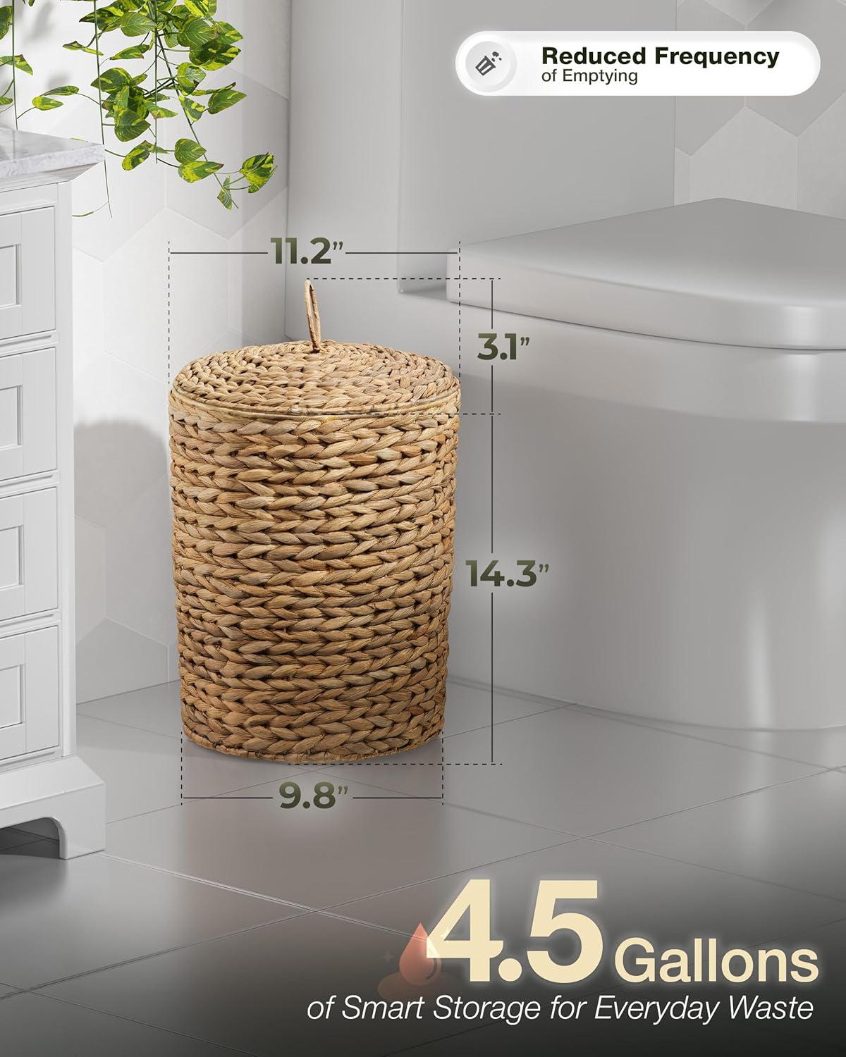 Cubo basura mimbre 4.5gal con tapa plástico extraíble