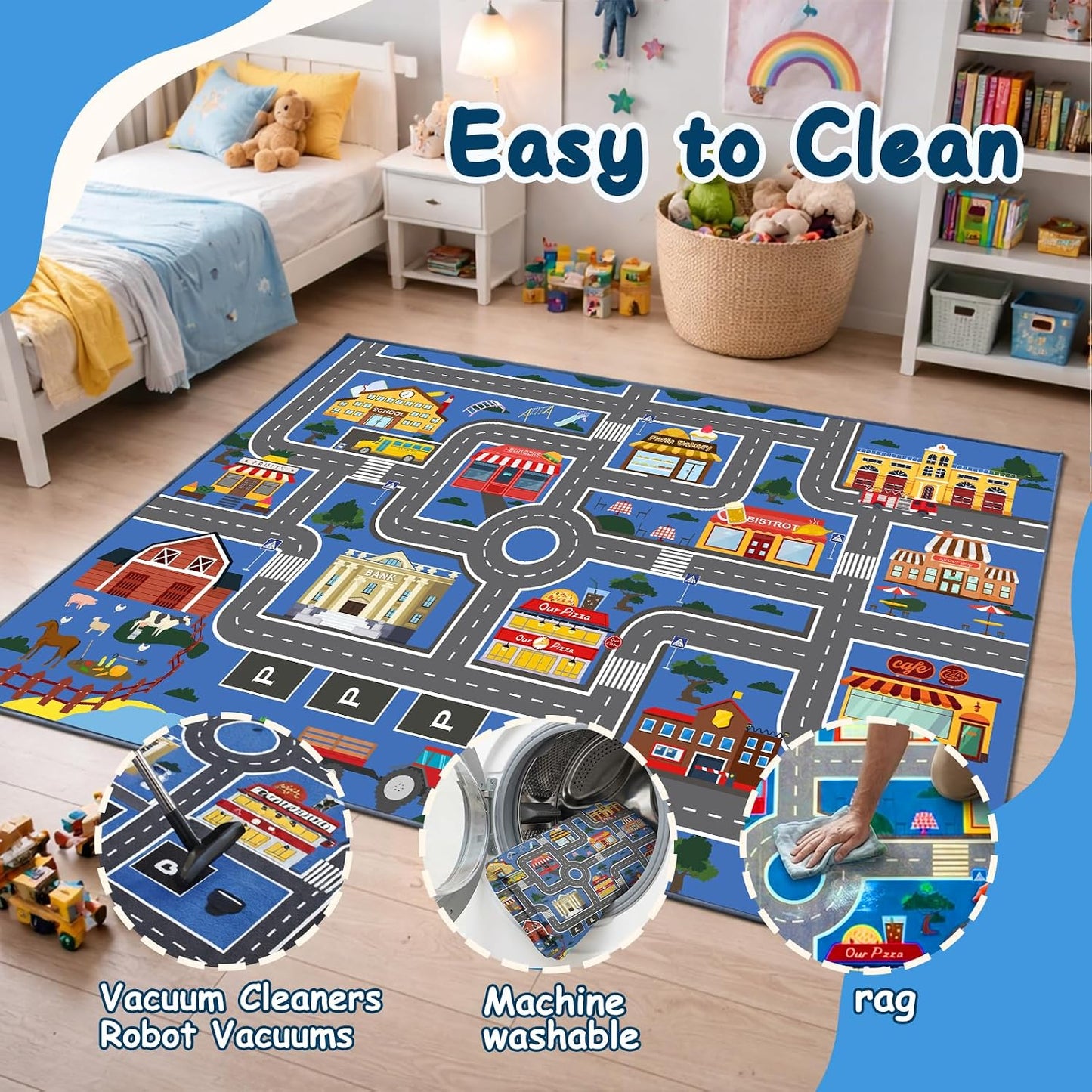Alfombra set niños 47x71" antiderrap suave lavable