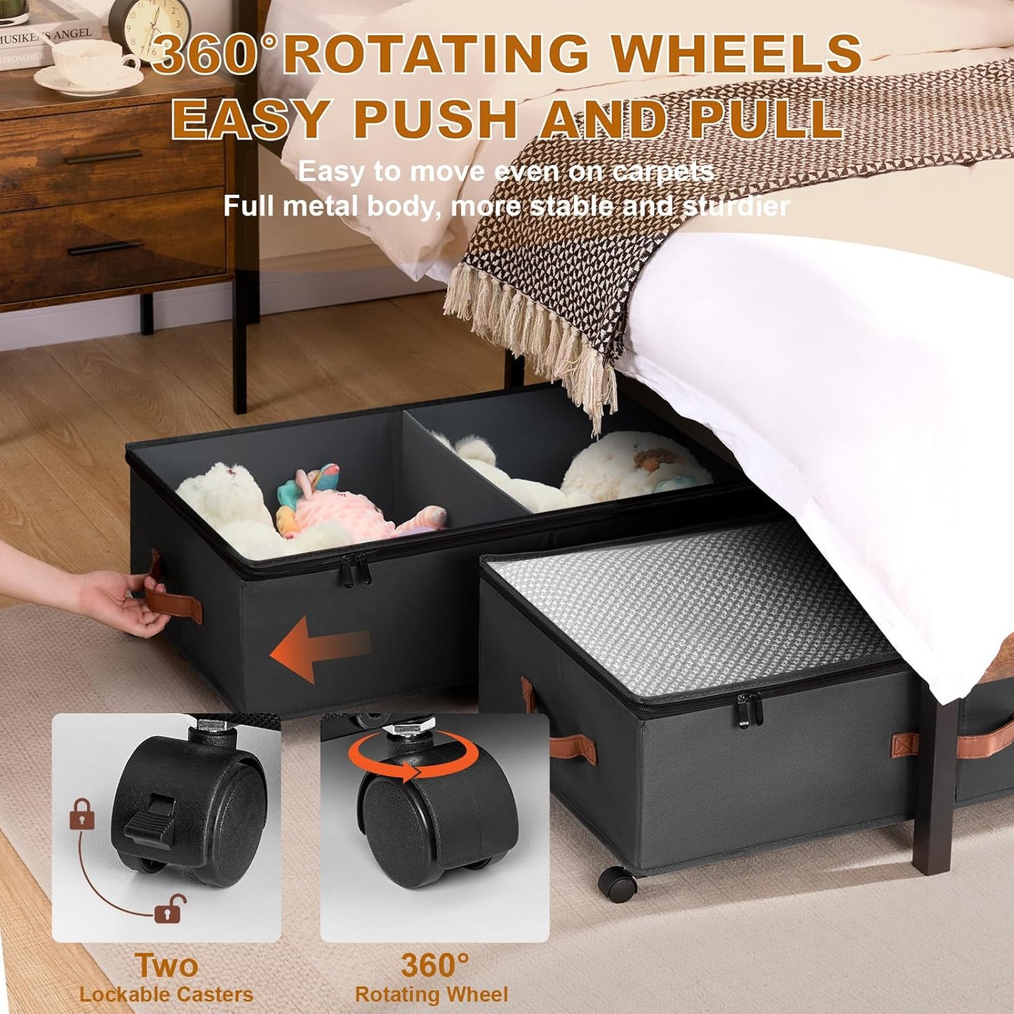 Contenedor bajo cama 9.5pulg 2pack zapatos ropa