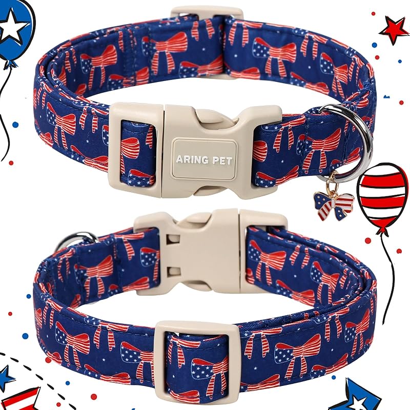 Collar patriótico perro bandera rojo azul para cachorros