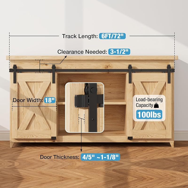 Kit herrajes puerta corredera 6ft para armario TV
