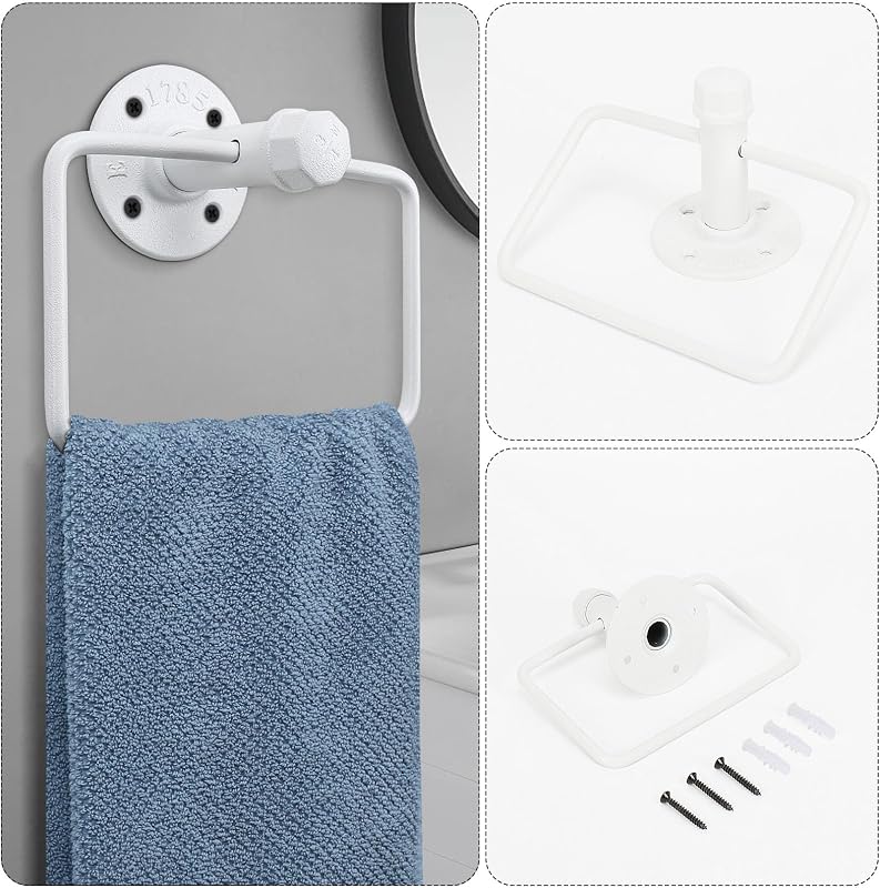 Kit 4 Pzas Anillo Toalla Tubo Industrial 24" Blanco