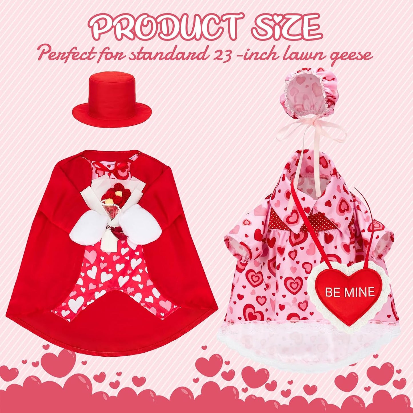 2 Trajes Ganso 23pulg San Valentín Estampado Corazón