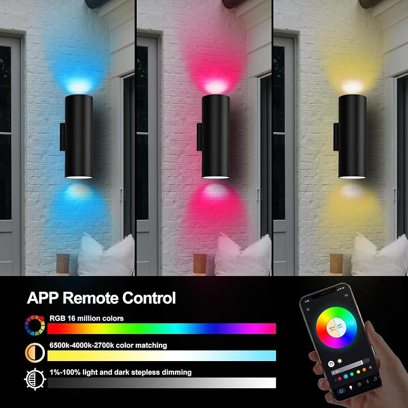 Luces pared LED RGBCW 120W doble haz control RF 2700K-6500K