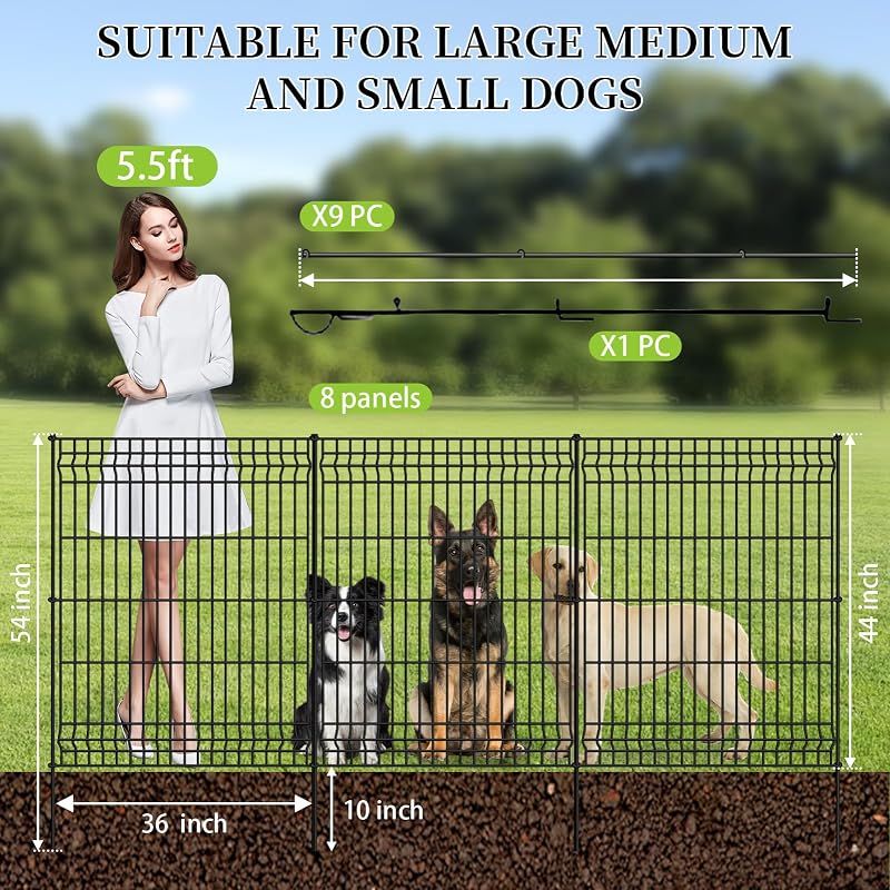 Cerca para perros 44x288" valla jardín con puerta