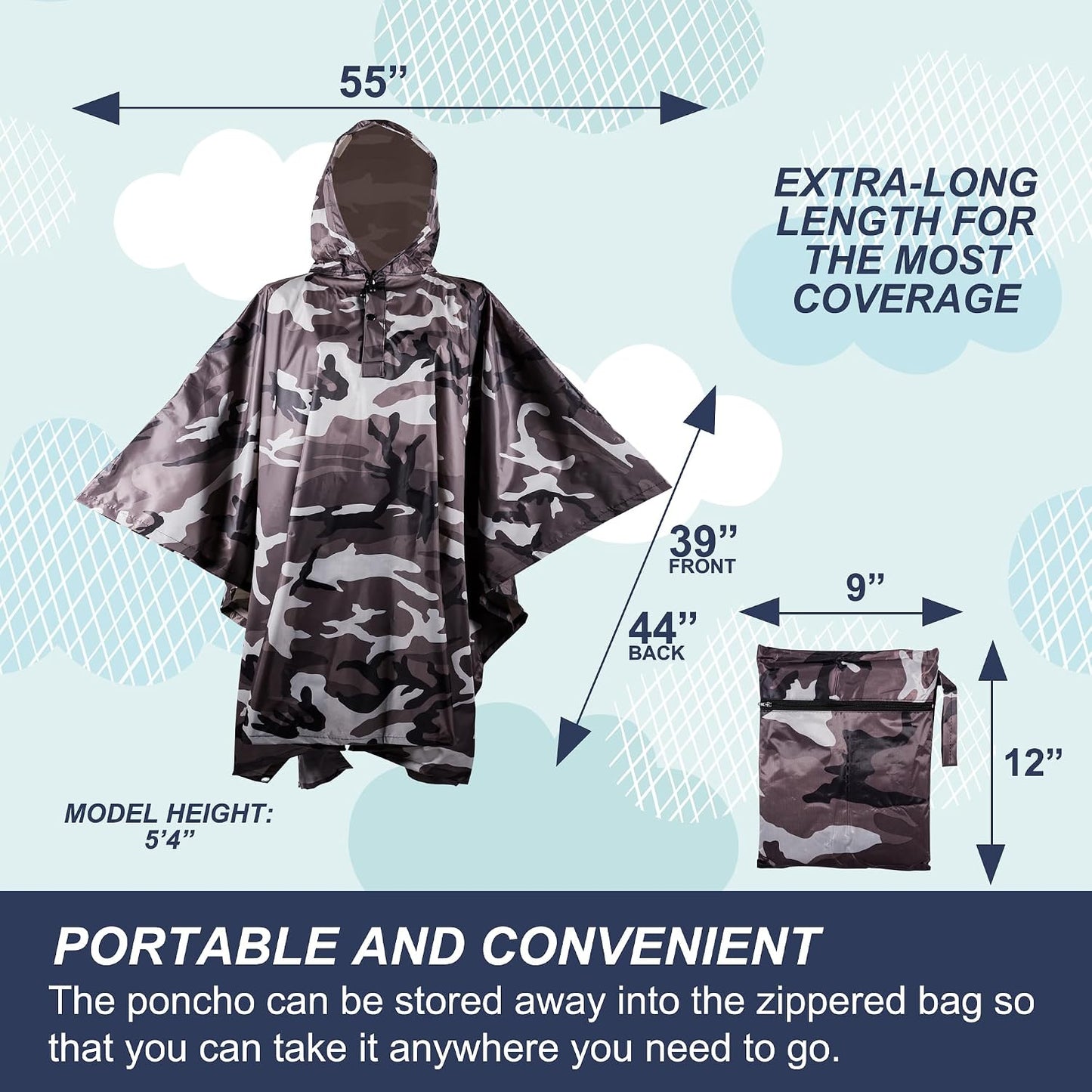 Poncho lluvia resistente adultos camping militar