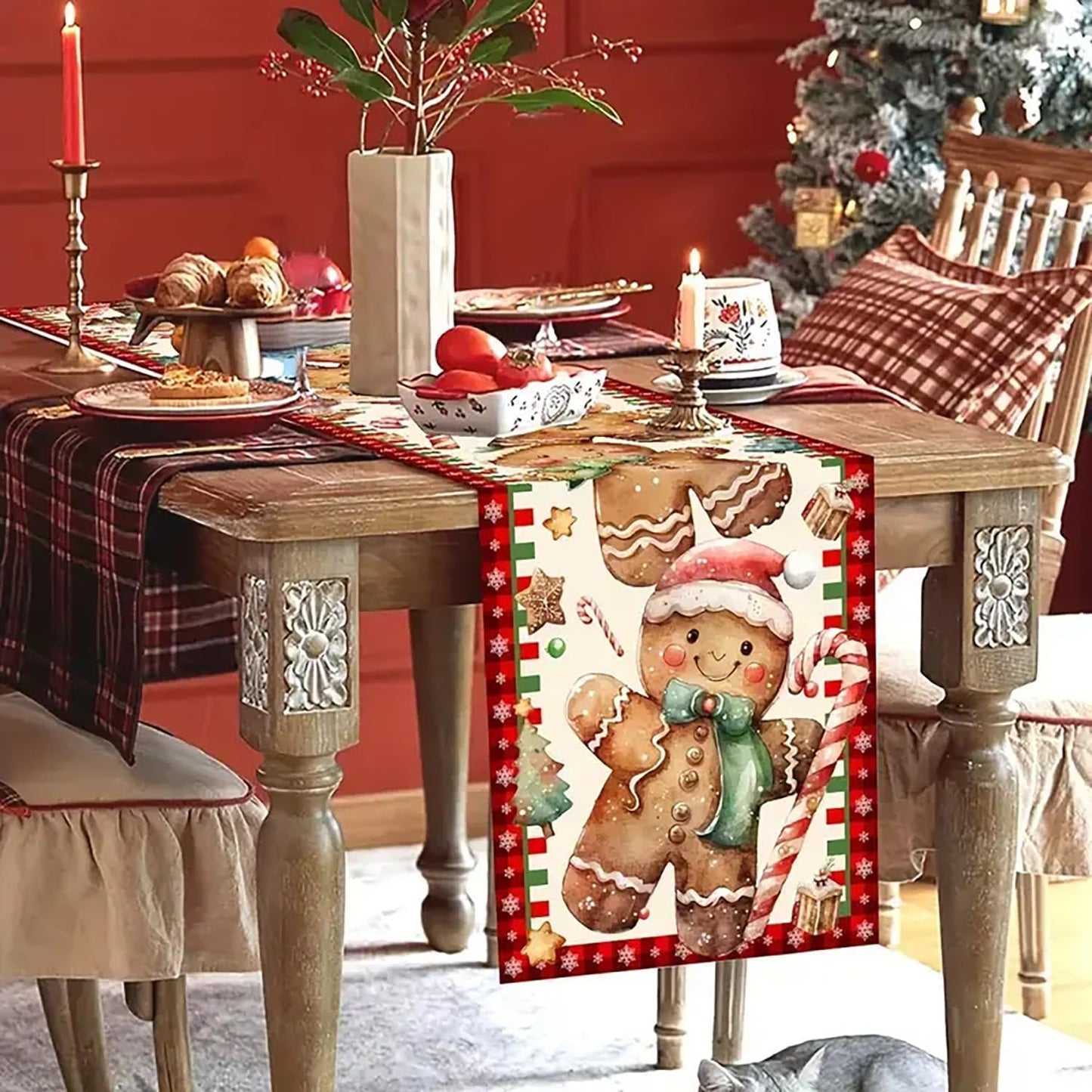 Camino mesa navidad pan jengibre 13x72pulg