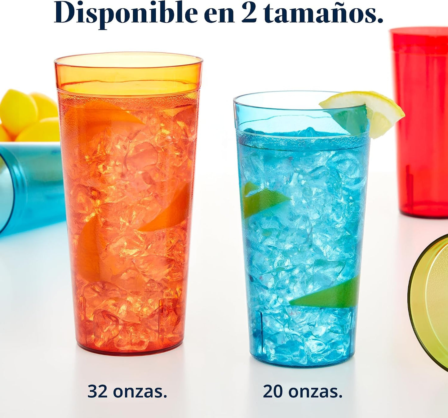 Vasos 20oz resistente 16 Pzas Multicolor NTE