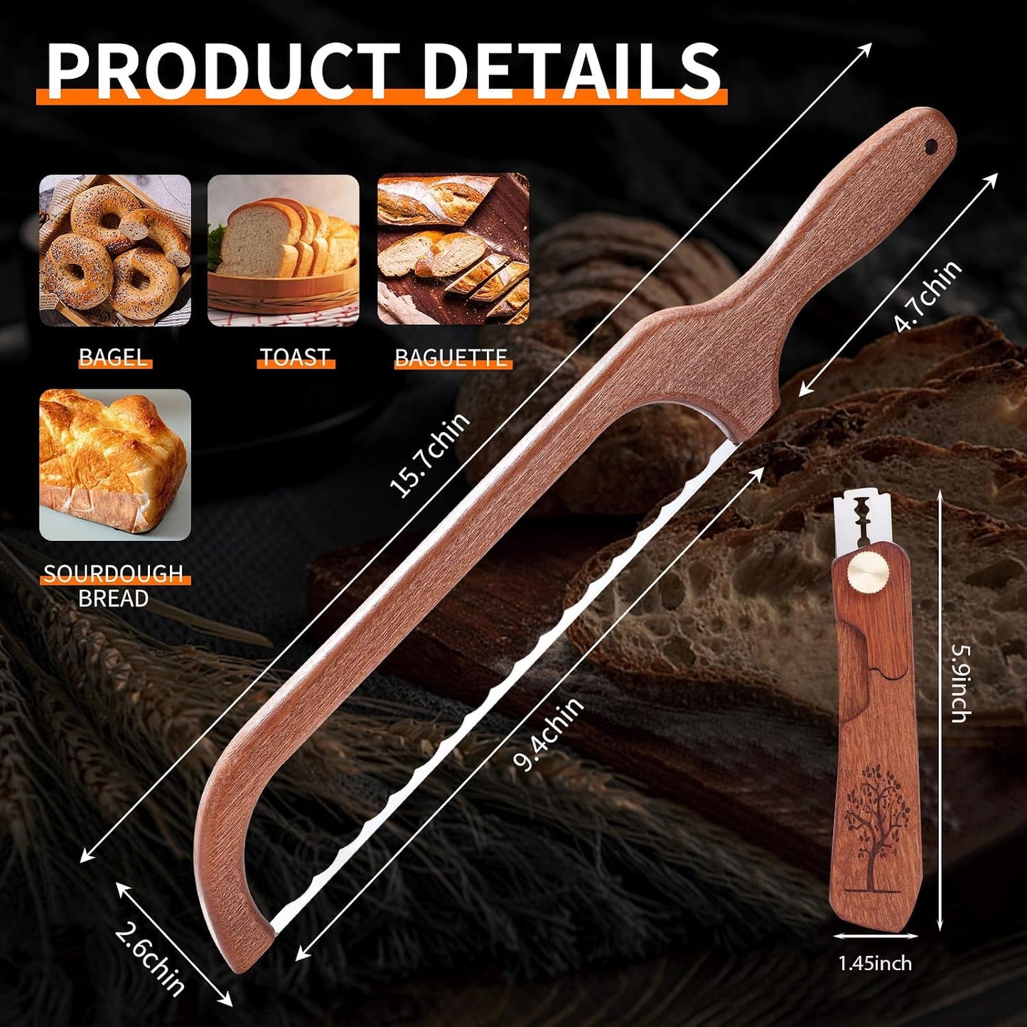 Cuchillo pan masa madre rebanar con herramienta cojo