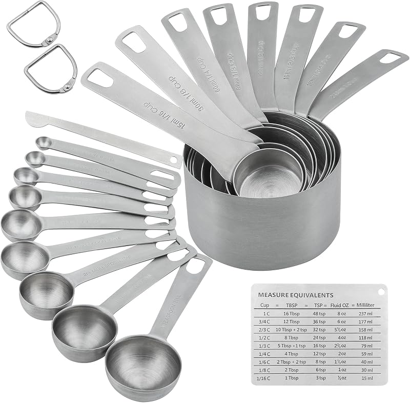 Set 19 cucharas y tazas acero inox 18/8 cocina