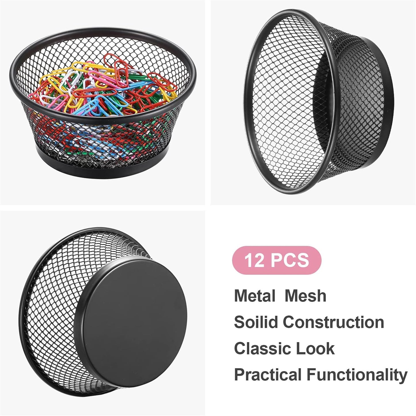 12 Soportes Clips Metal Negro Mesa Oficina Aula