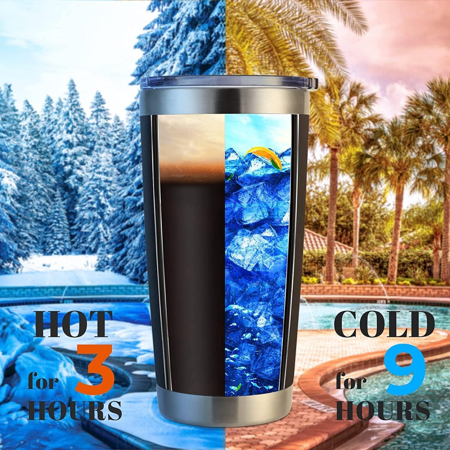 Vaso acero inox 20oz doble pared aislado con tapa